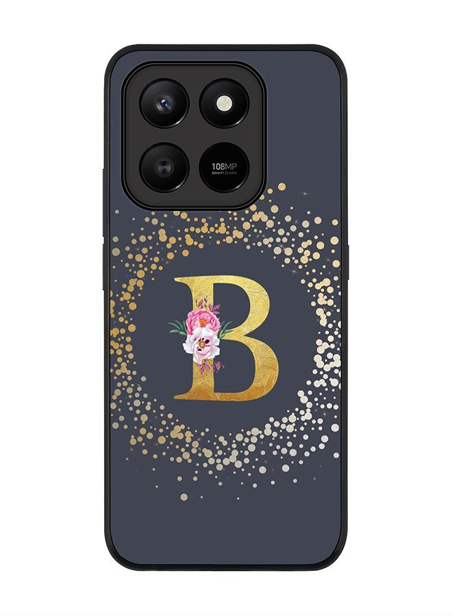 For Honor X7d 4G / X7d 5G / 400 Smart Case,Slim fit Camera Protection, Shockproof Thin Phone cover  - Custom Monogram Floral - B  (Grey )